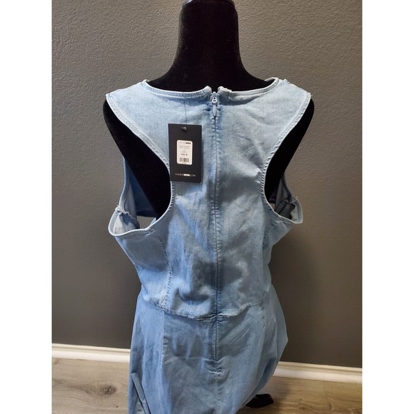 New W Tags Fashion Nova Women's 3XL Cut Out The Haters Light Wash Denim Jumpsuit - Picture 10 of 13